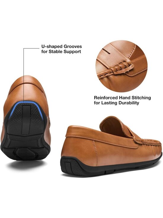 HEEZ Men\'s Tan PU Faux Leather Penny Loafers Slip On Casual Driving Shoes main image 6